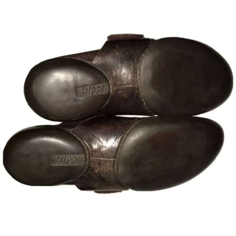 Trippen Mens Leather Strap Shoes Size 40 Brown